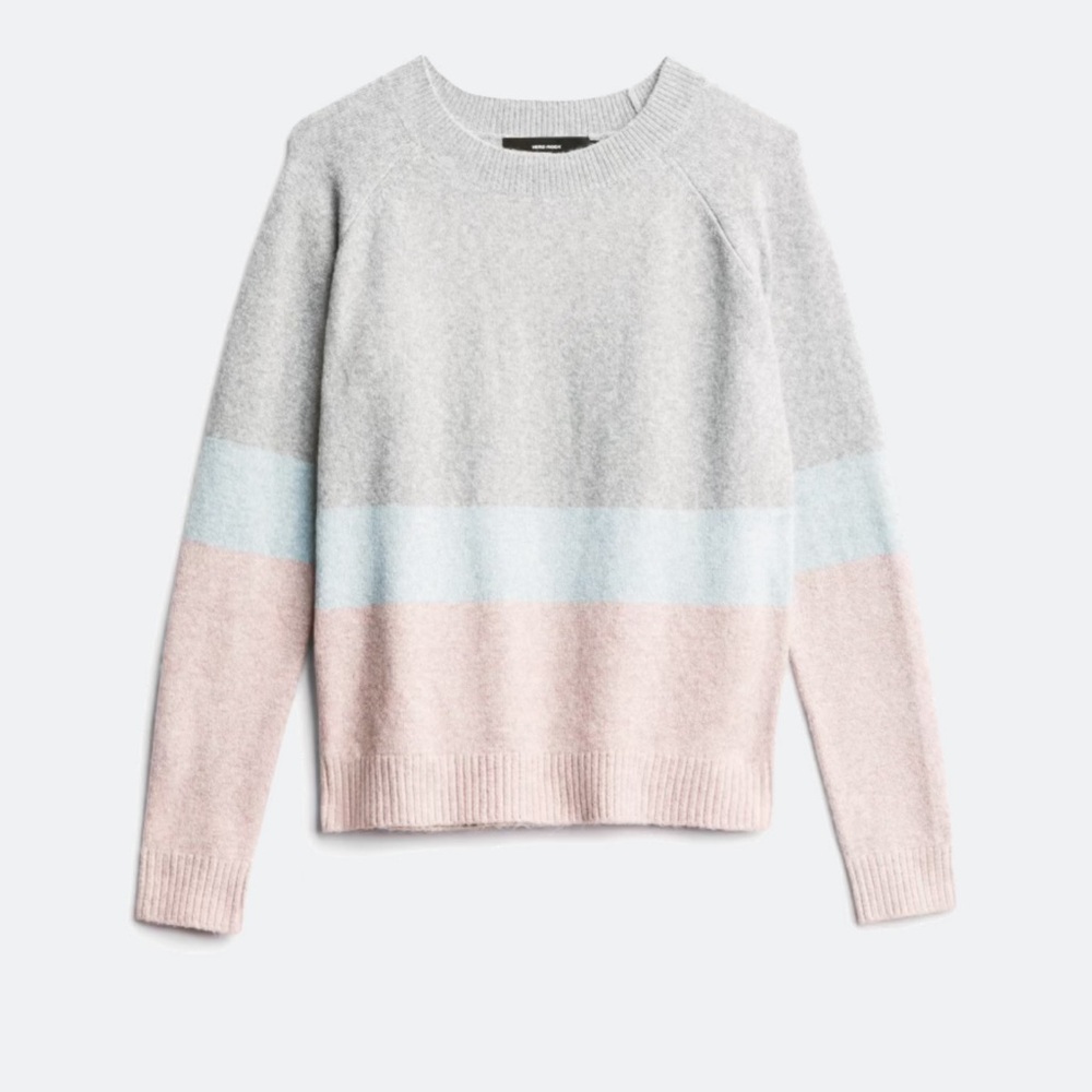 Like new! Gray and Blue Crew Neck Colorblock Sweater